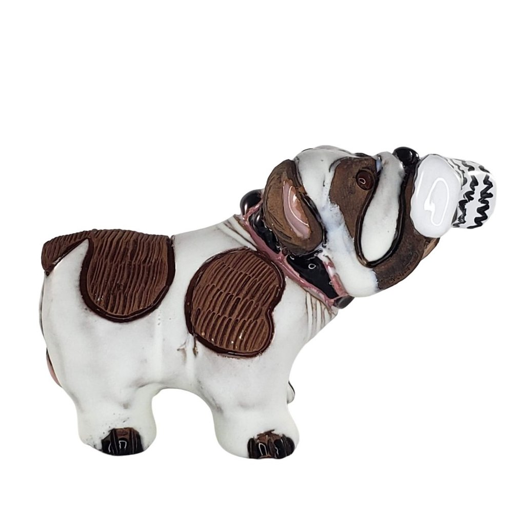 Casals Peru English Bulldog Holding Newspaper Pottery Figurine